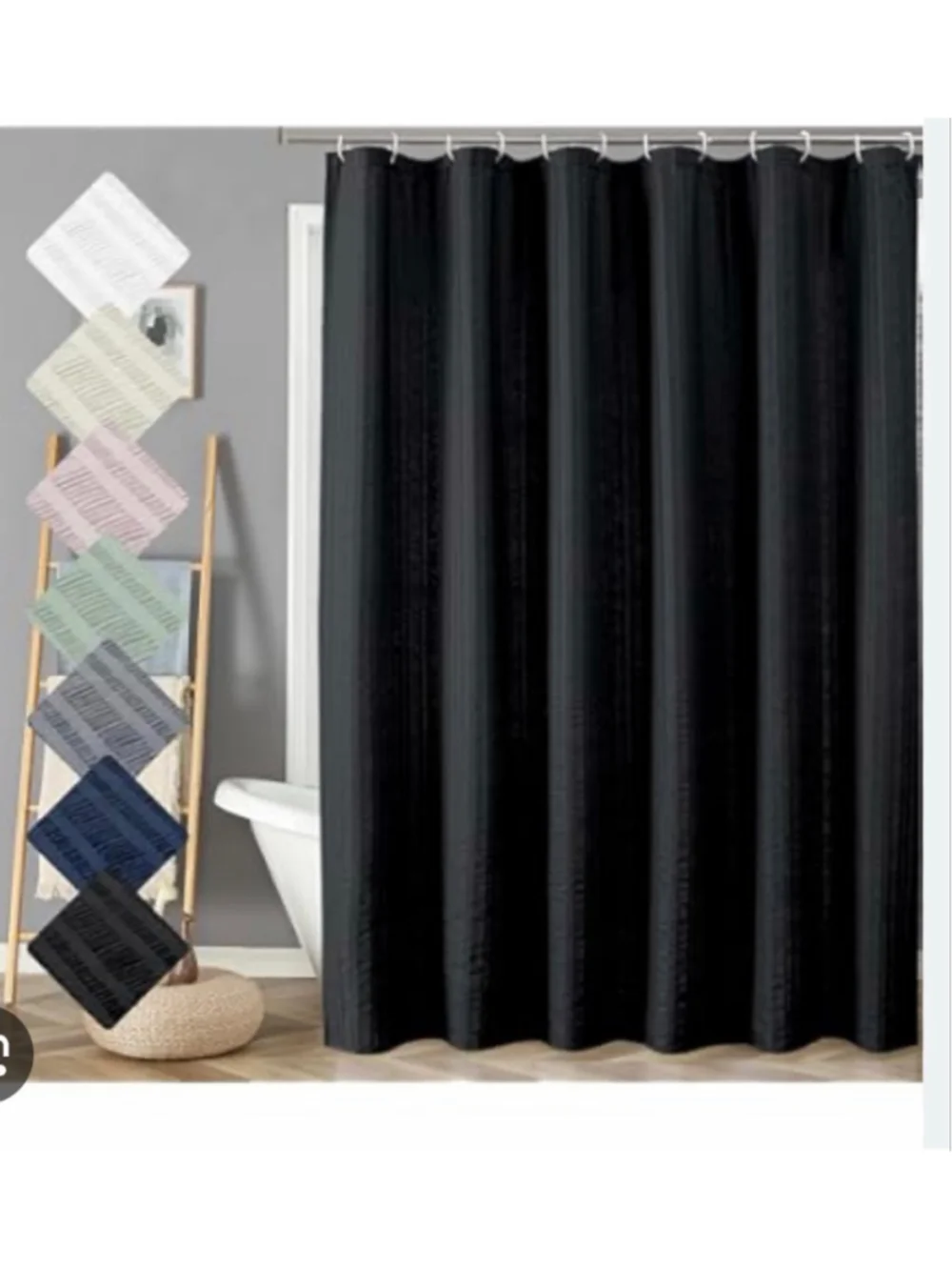 NEW Extra Long Heavy Duty Shower Curtains 72x96” Black 230gsm